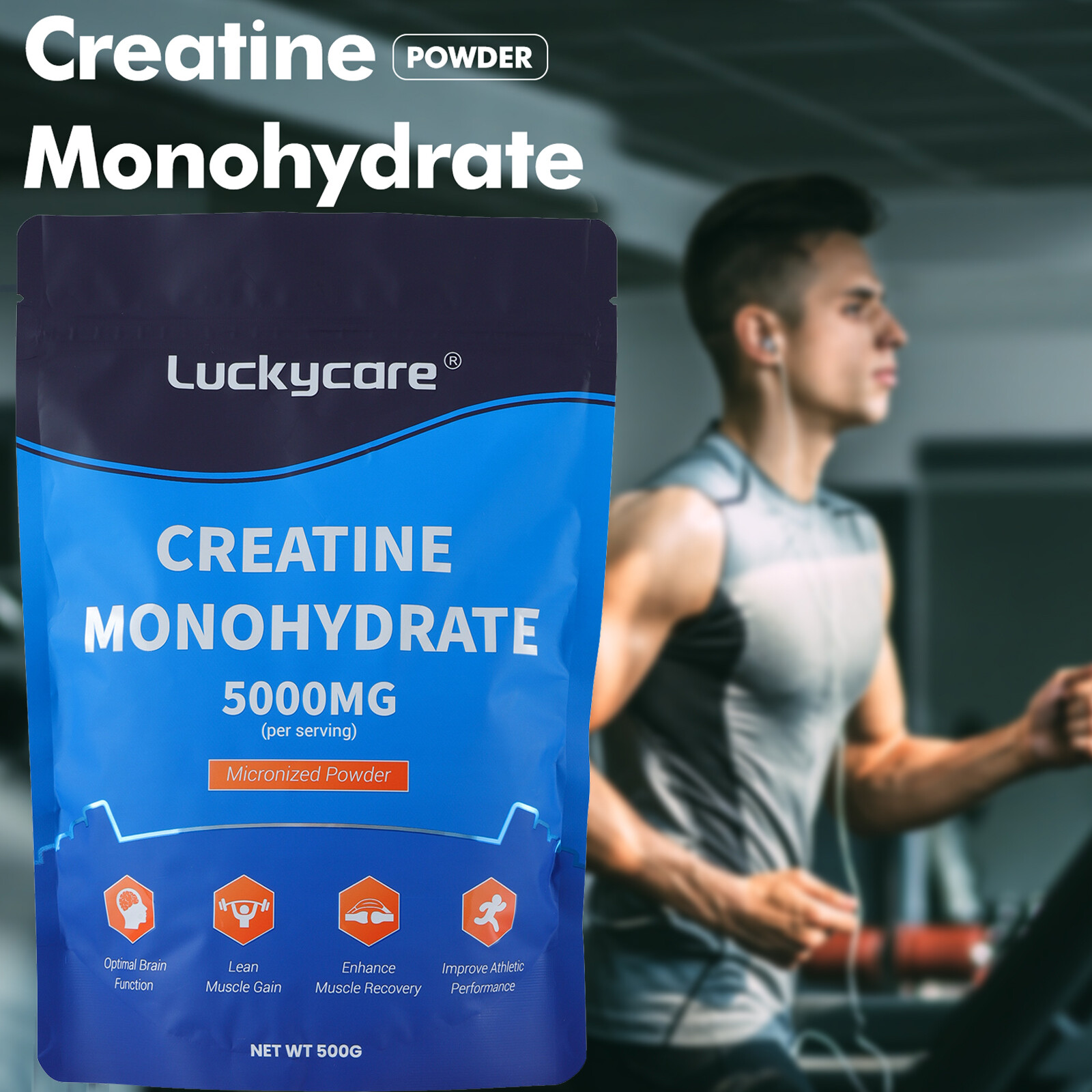 Pure Creatine Monohydrate 500 Gram Powder Micronized 100 Servings 5g Per Serving
