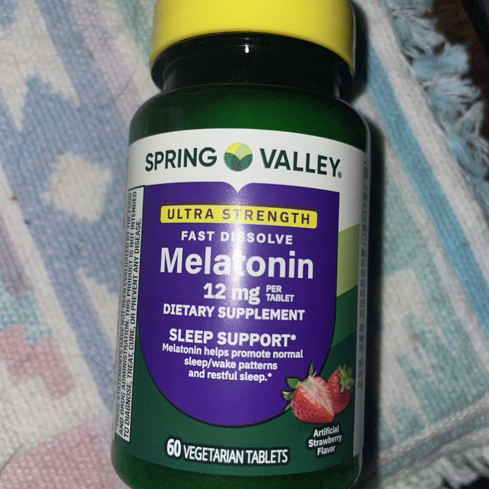 Ultra Strength Melatonin Sleep Support Dietary Fast-Dissolve Tablets 12mg, 60 Ct