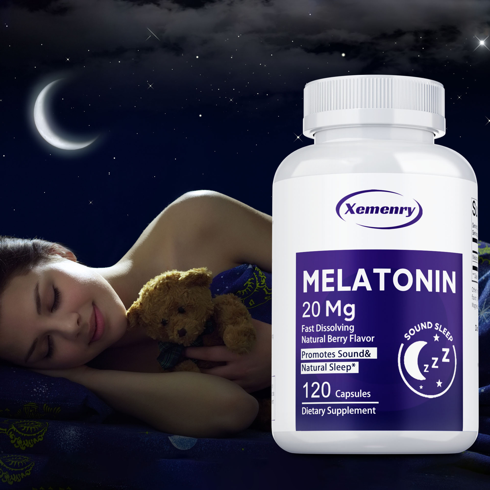 Melatonin 20mg –  Night Sleep Aid, Improve Sleep Quality, Relax and Calm