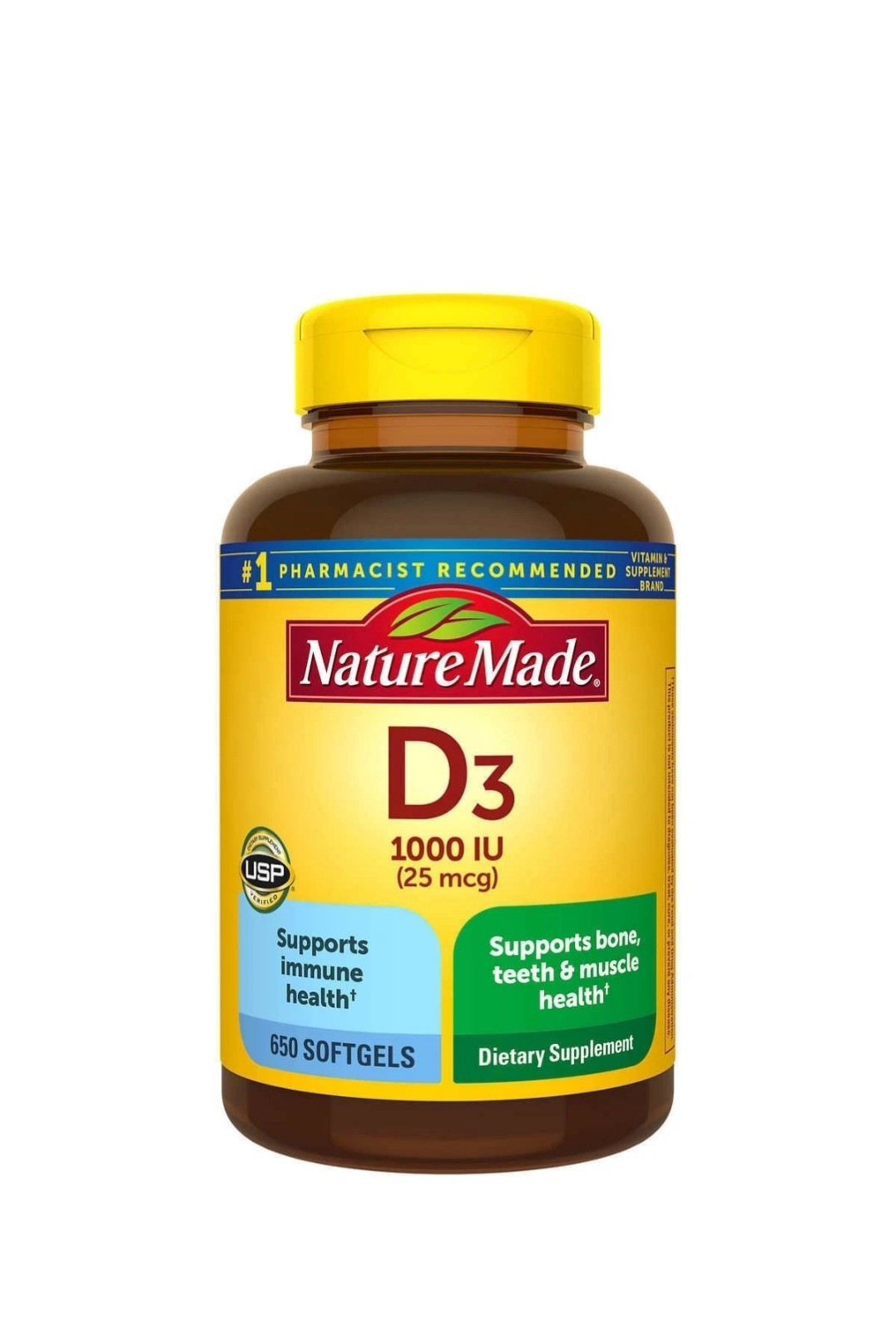 Nature Made Vitamin D3 25 mcg – 1000 iu. Size 650 Softgels. 2028 exp.