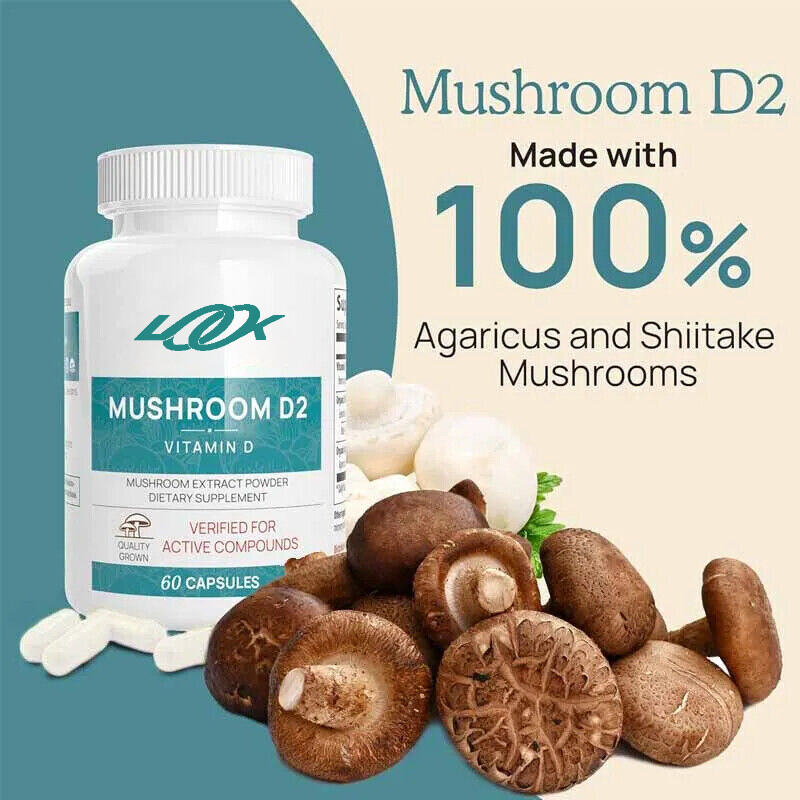 Vitamin D2 (60 capsules) Organic Vitamin D Vegetarian Supplement 1000 IU