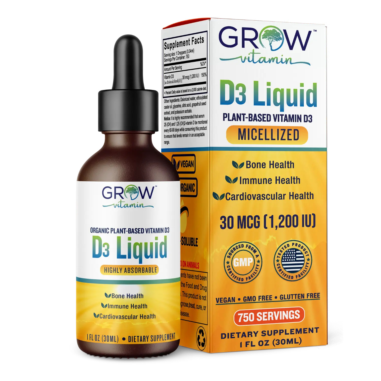 Grow Vitamin Micellized D3 Liquid