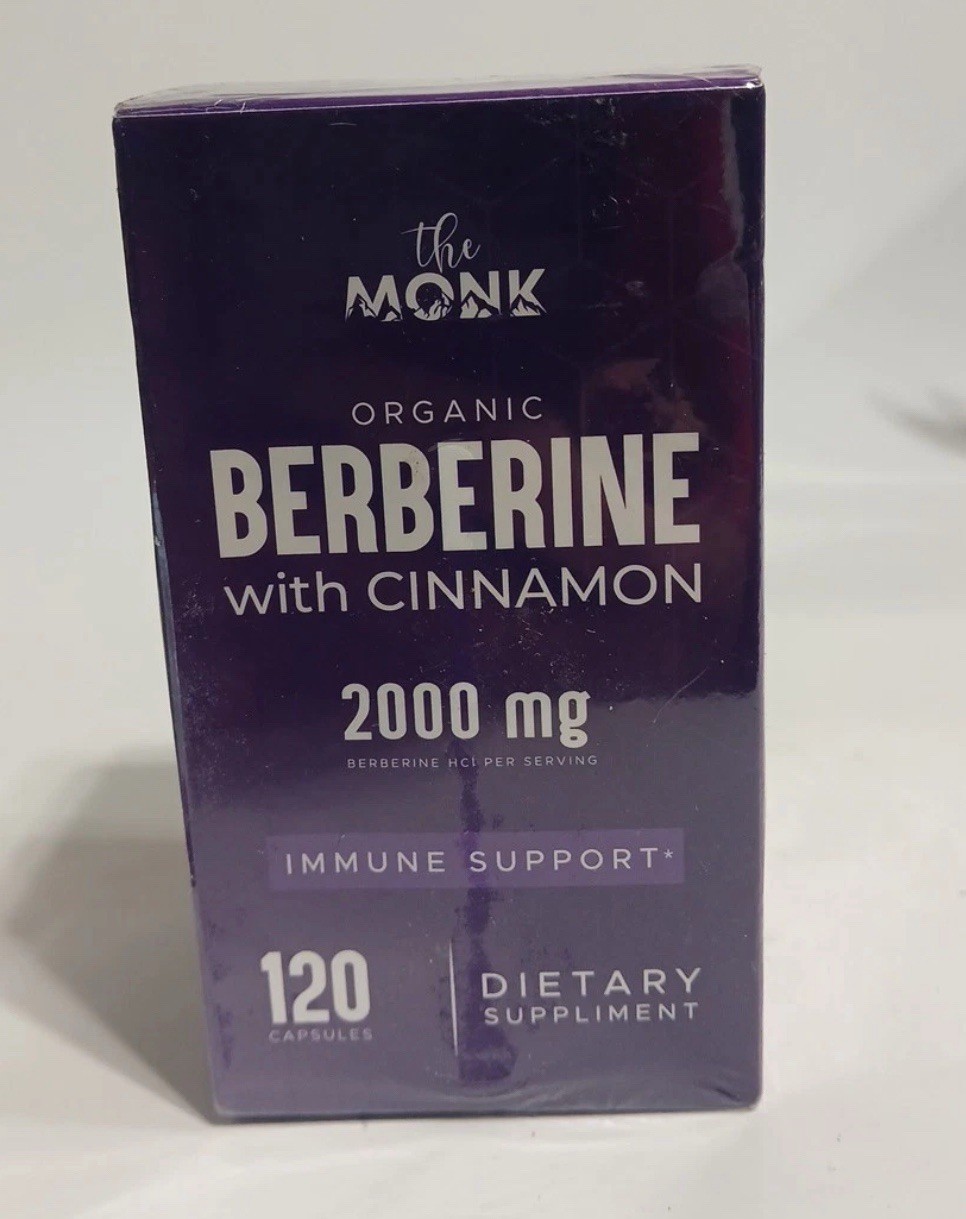 The Monk Organic Berberine Cinnamon 2000mg Immune Support 120ct Exp 2027