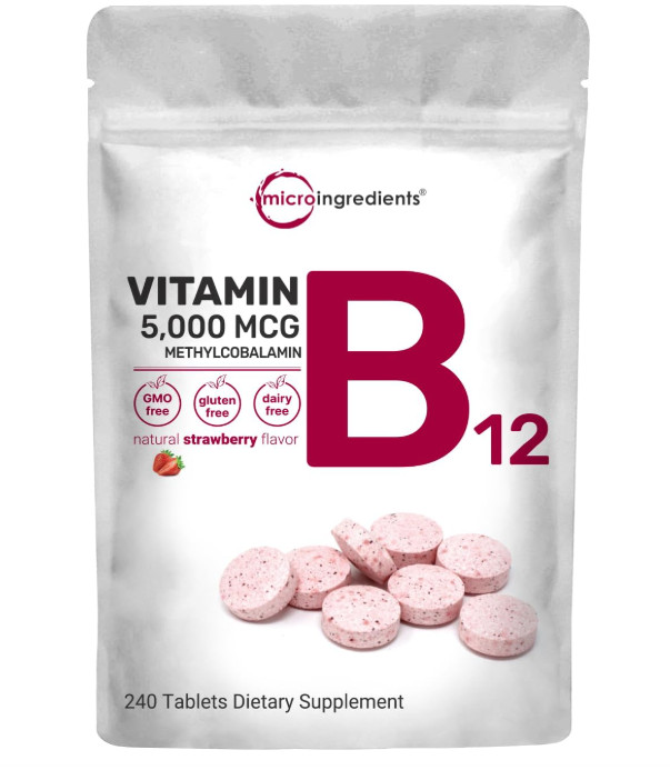 Micro Ingredients Vitamin B12 5000mcg | Methyl B12 Active Form 240 Chewable | |