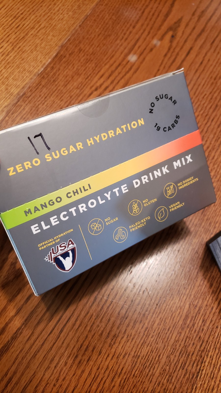 LMNT Mango Chili Electrolyte Drink 17 Sticks In Box Gluten Free