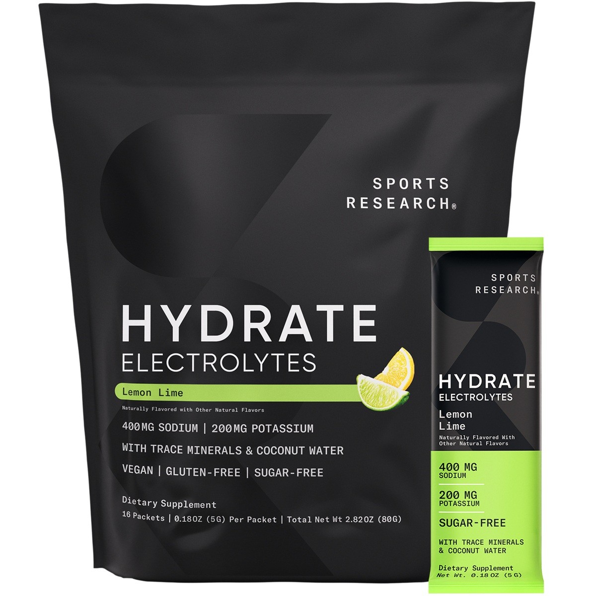 Electrolyte Powder Packets Lemon Lime Flavor Hydration & Recovery Boost