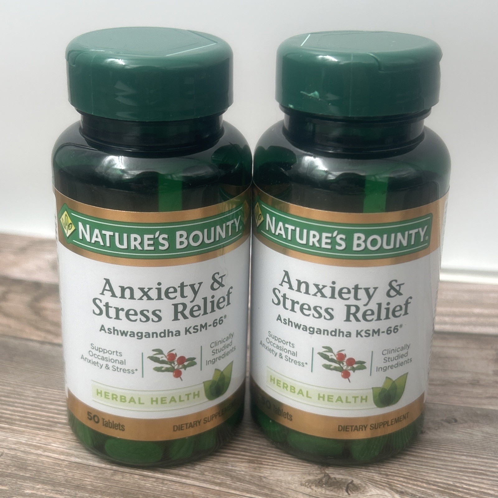 Nature’s Bounty Anxiety and Stress Relief Ashwagandha Tablets – 50 Count- 2 Pack