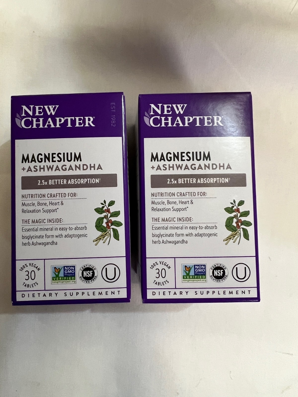 2-Pack New Chapter Magnesium + Ashwagandha Supplement, 325 mg 30 ct