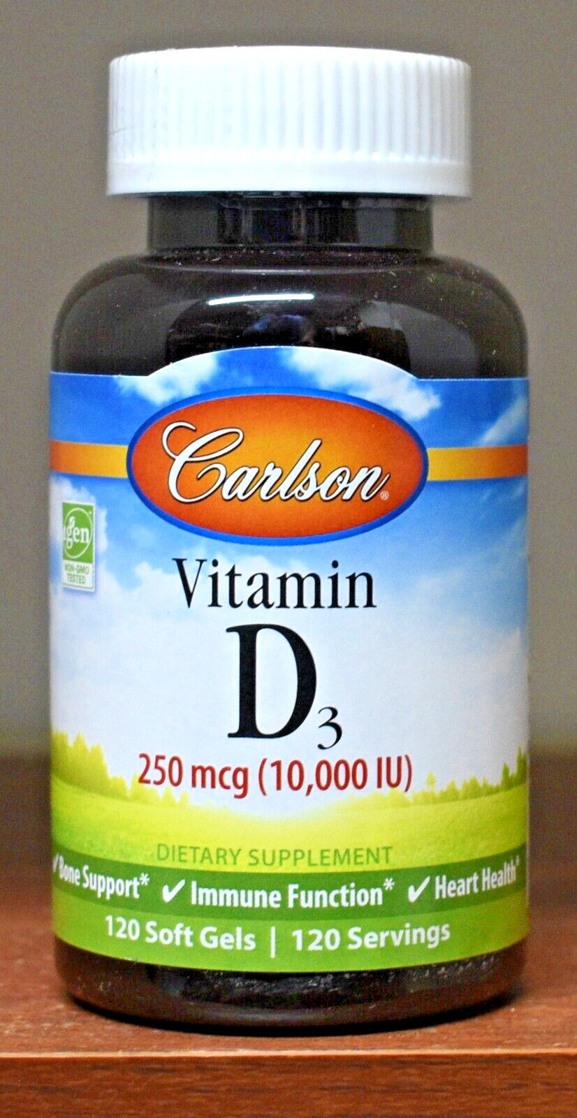 Carlson Vitamin D3 250mcg (10,000 IU) 120 Soft Gels 250 mcg Vitamin D 10000IU