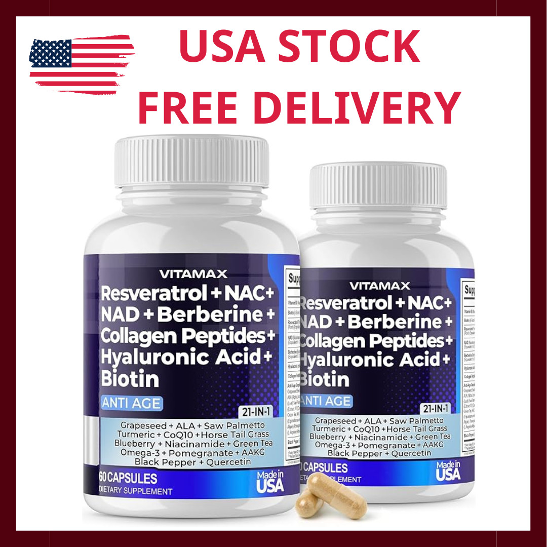 Anti Age – Resveratrol NAD+ Berberine Hyaluronic Acid – 60 Ct. (Pack of 2)