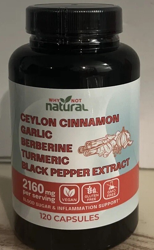 Ceylon Cinnamon.-Garlic-Berberine-Turmeric-Black Pepper Extract 2160 Mg