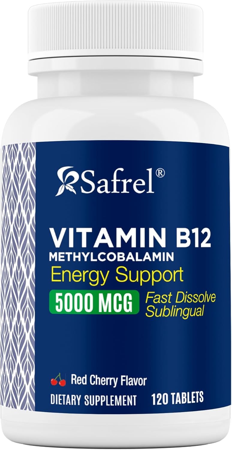 Safrel Vitamin B12 5000 mcg Methylcobalamin, 120 Fast Dissolve Tablets, Easy to