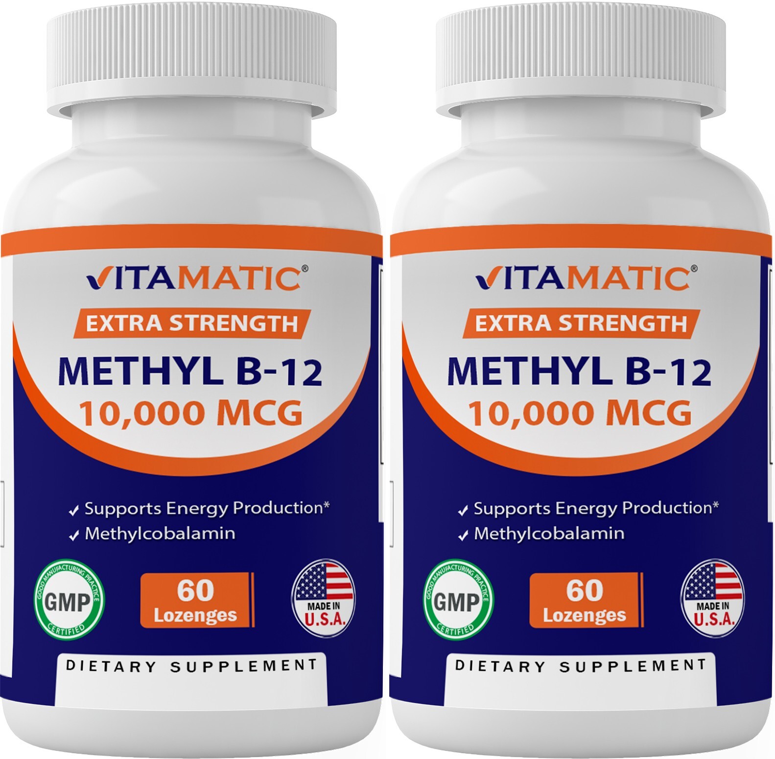 2-PackVitamatic Methyl B12 (Methylcobalamin) 10,000 mcg- 60 Lozenges