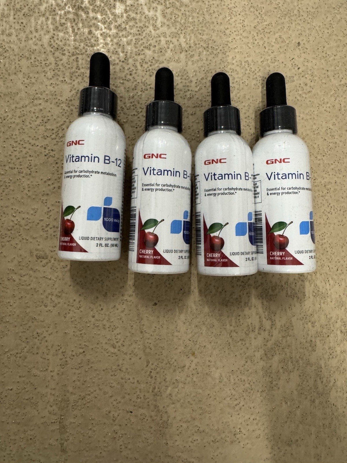 GNC Vitamin B-12 1000mcg – Cherry, Supports Energy Production Lot Of 4 Bottles