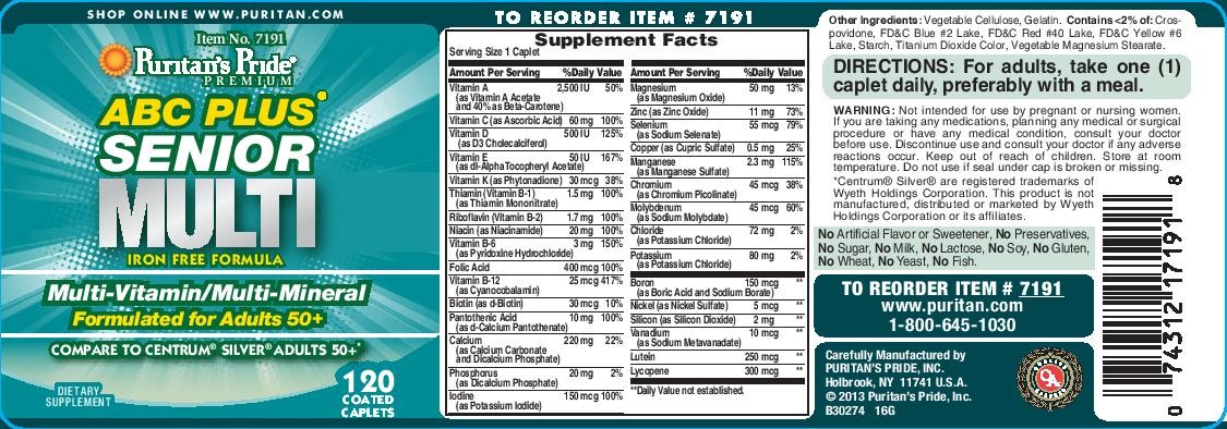 Puritan’s Pride ABC Plus Senior Multivitamin Multi-Mineral Formula – 120 Caplets