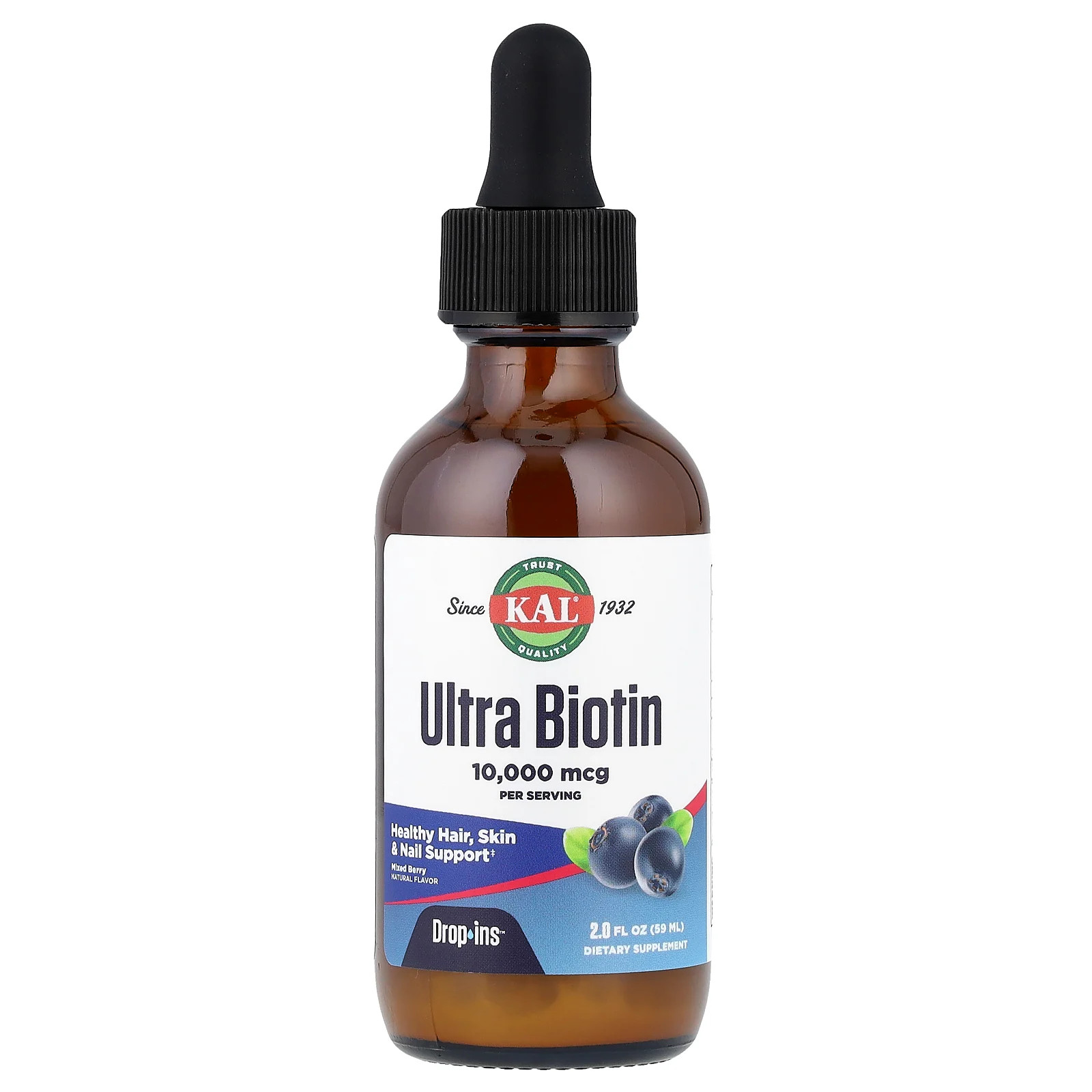Ultra Biotin,  Mixed Berry, 10,000 mcg, 2 fl oz (59 ml)