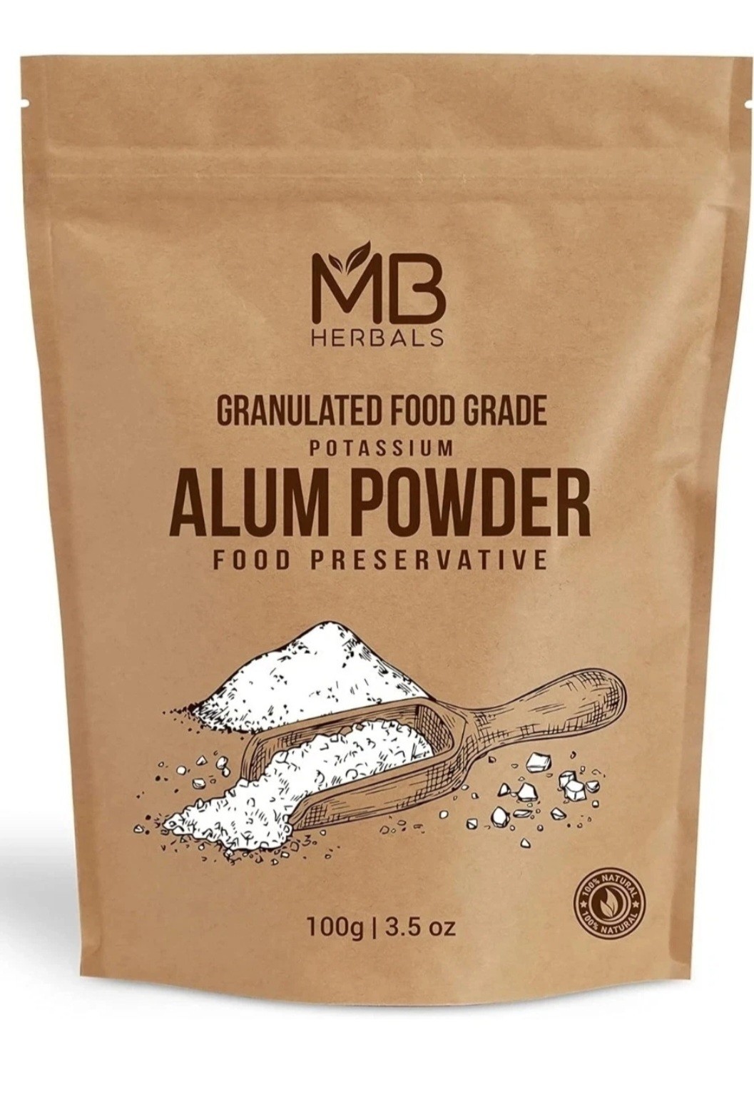 MB Herbals Alum Powder 100 Gram (3.5 Oz) Granulated Potassium Alum Preservative