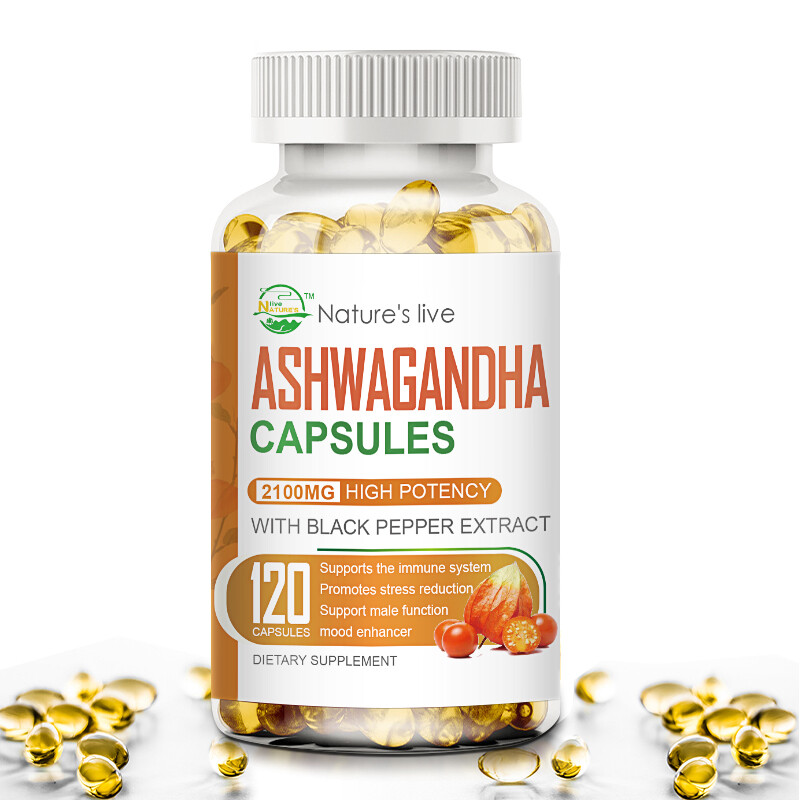 Organic Ashwagandha Capsules 2100mg Supplement w/ Black Pepper Root Powder