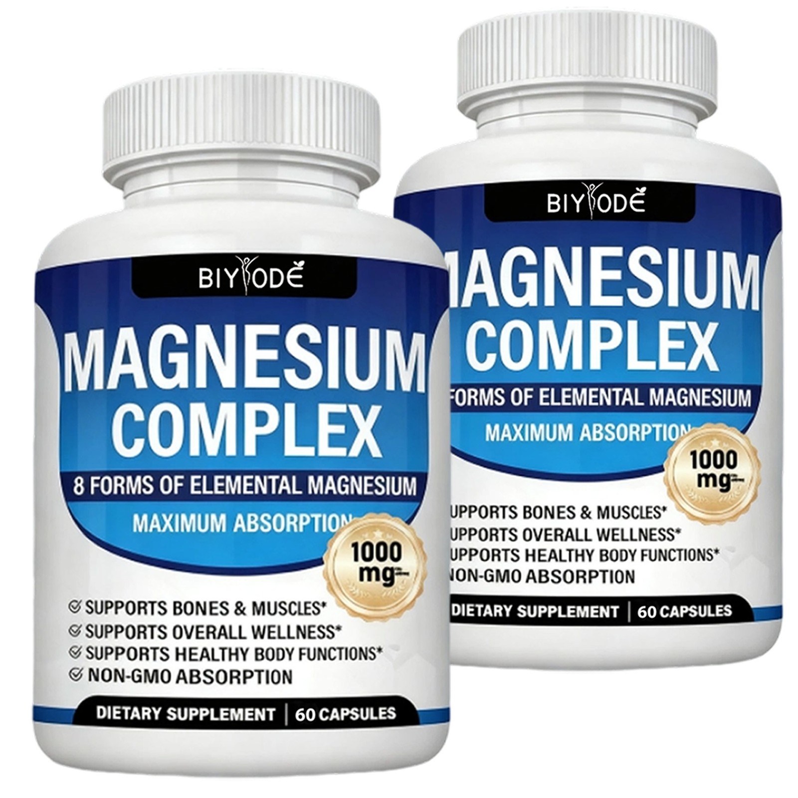 2Pack Magnesium complex supplement: 1000mg of 8-element magnesium, 120 capsules