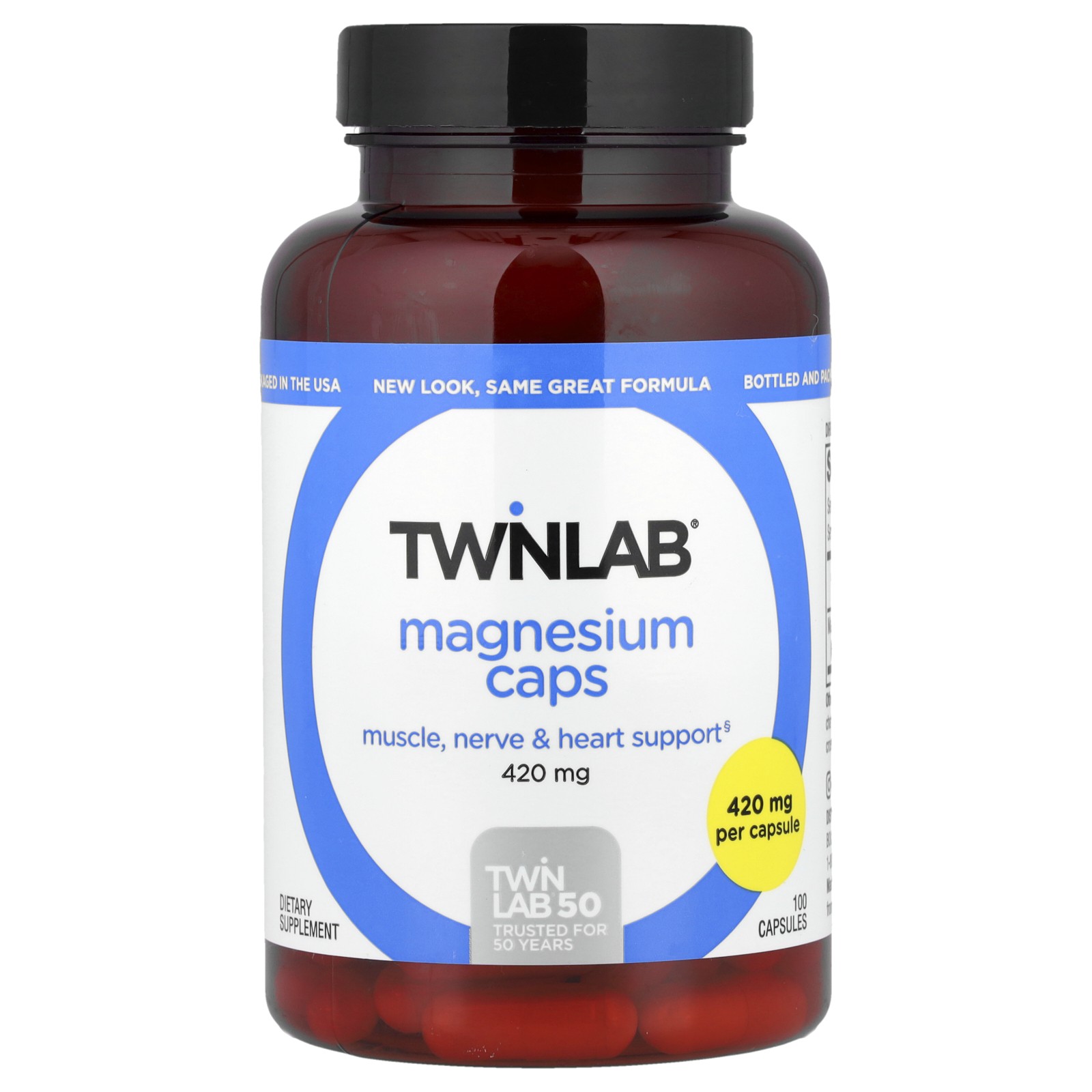 Twinlab Magnesium Caps 400 mg 100 Capsules Egg-Free, Fish Free, Lactose-Free,