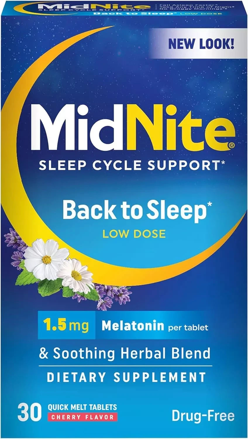 MidNite SLEEP CYCLE SUPPORT 30 QUICK MELT CHERRY TABS LOW DOSE 1.5mg. MELATONIN