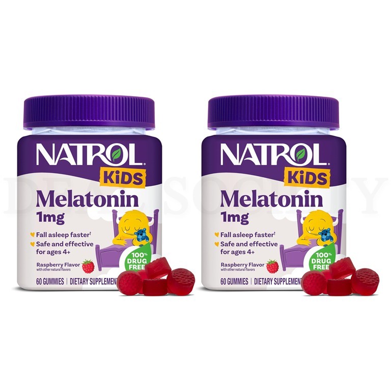 Natrol Kids Melatonin Gummies 1mg Raspberry Flavor 60 Count Each Lot of 2