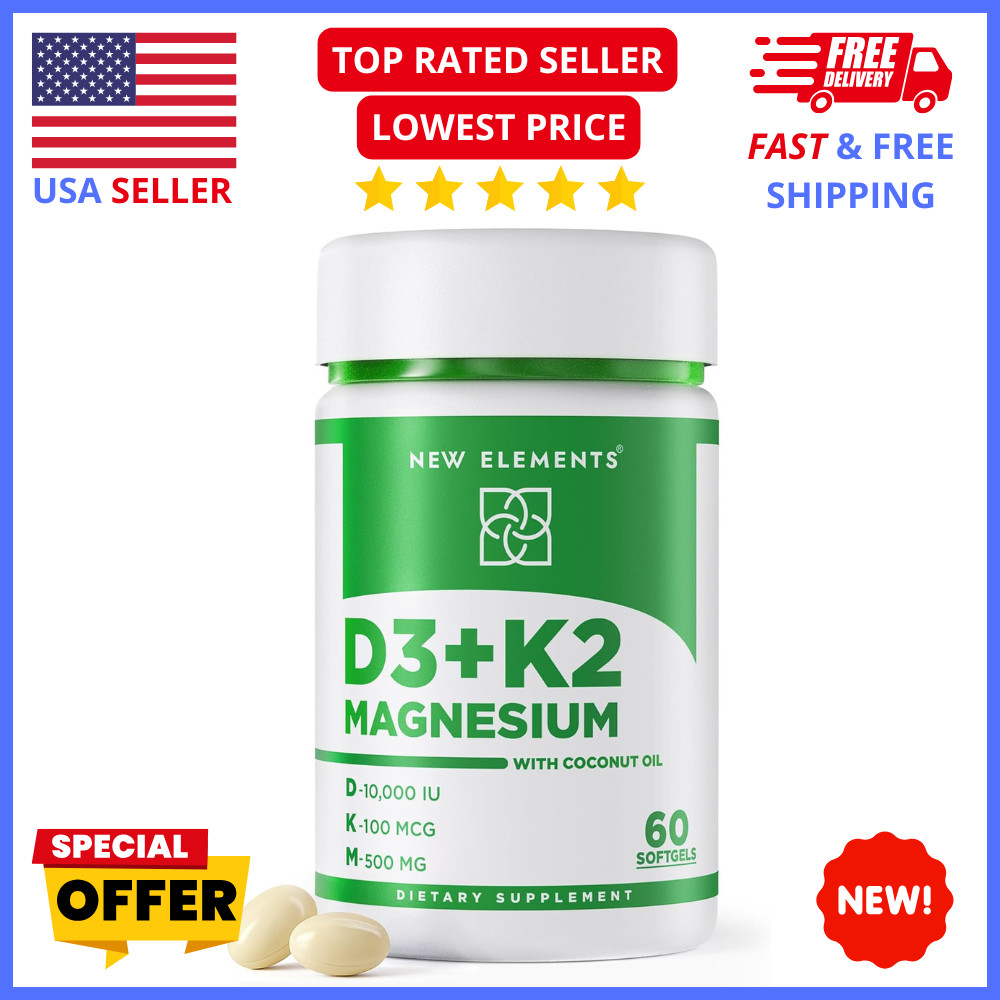 Vitamin D3 K2 + Magnesium Glycinate – Bone, Heart & Immune Support Supplement