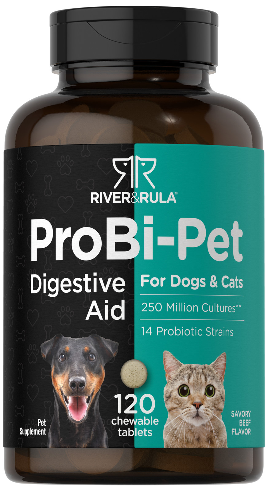 Probiotics for Dogs & Cats | 120 Chewables | Digestive Aid | by River & Rula