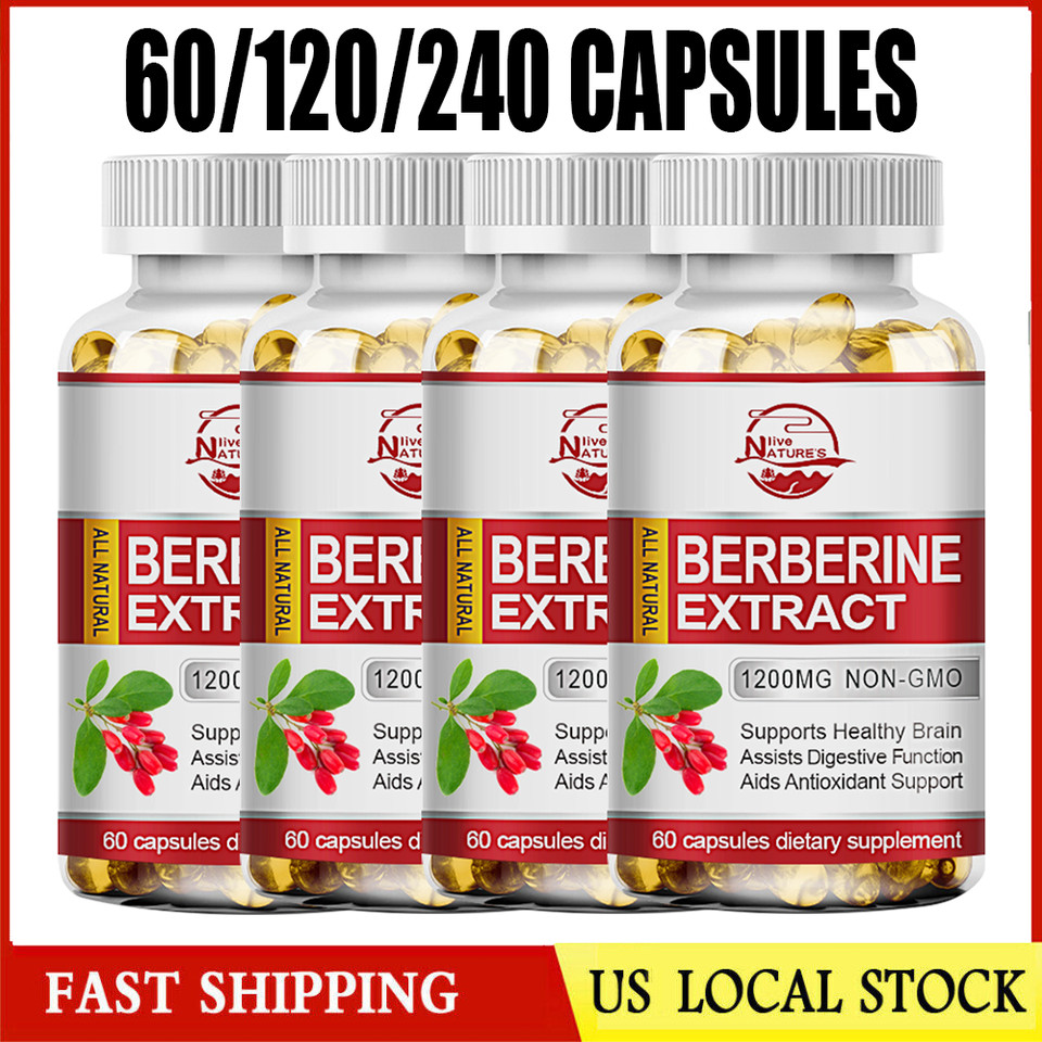 Berberine 1200mg High Potency Anti-inflammatory,Blood Sugar Support 1/2/4 Pack
