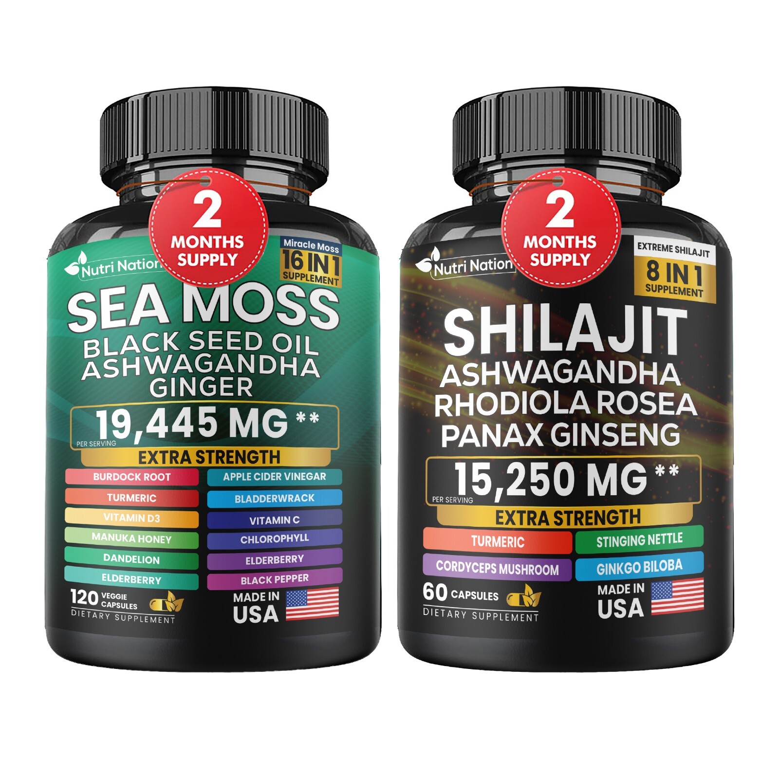 Dynamic Vitality Bundle – Sea Moss 7000mg,Black Seed Oil 4000mg/ Shilajit