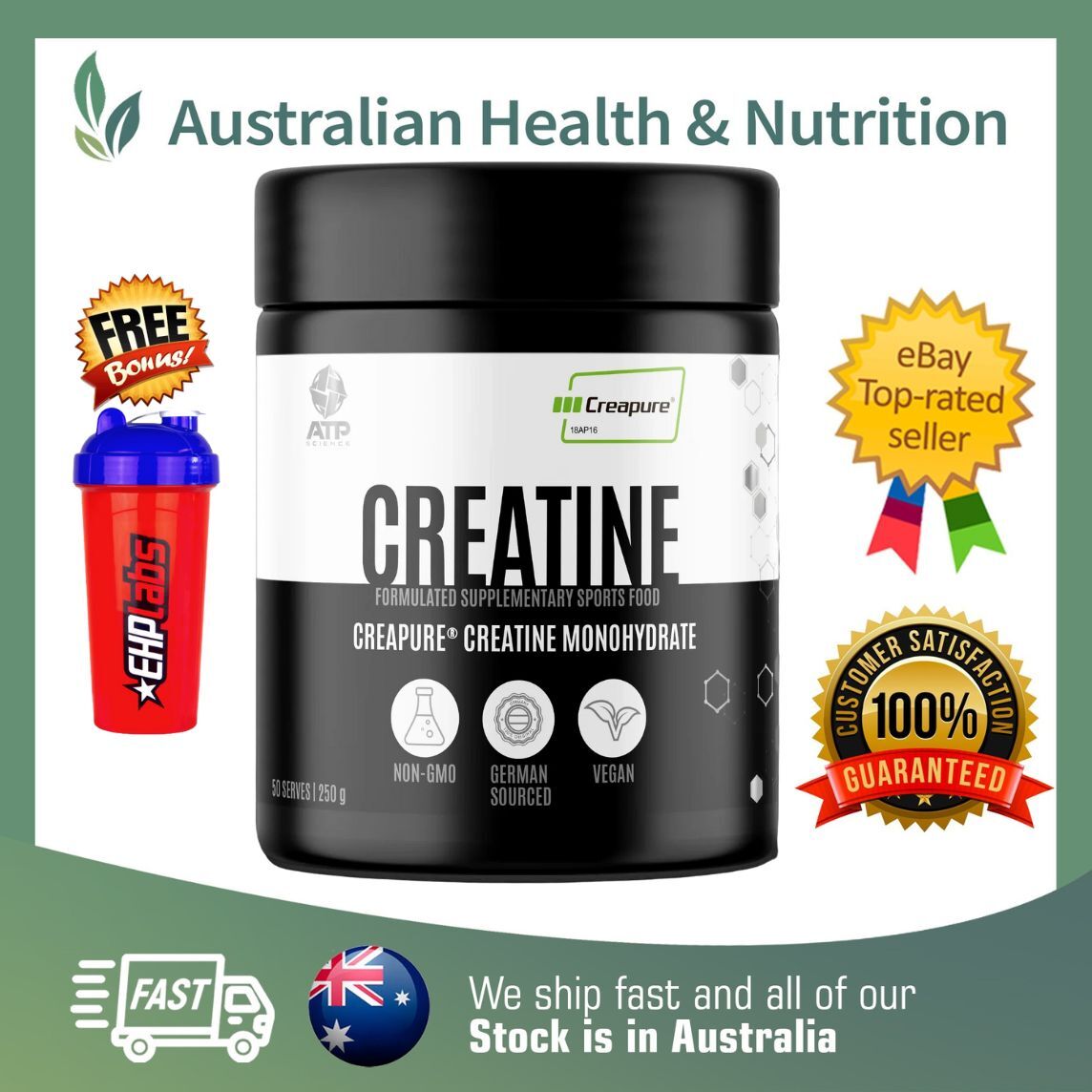 ATP SCIENCE CREATINE 250GM CREAPURE + FREE SAME DAY SHIPPING & SHAKER