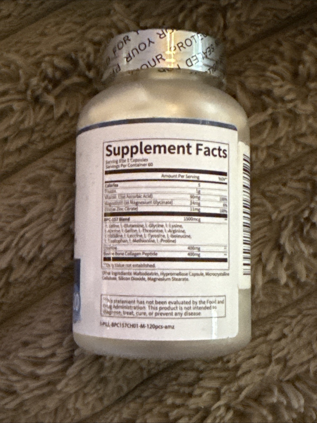BCP-157 Collagen Peptides 1500 mcg 120 Count with Creatine Monohydrate Magnesium