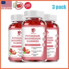3xOrganic 60pcs Potassium Magnesium Gummies for Adults and Kids High Absorption