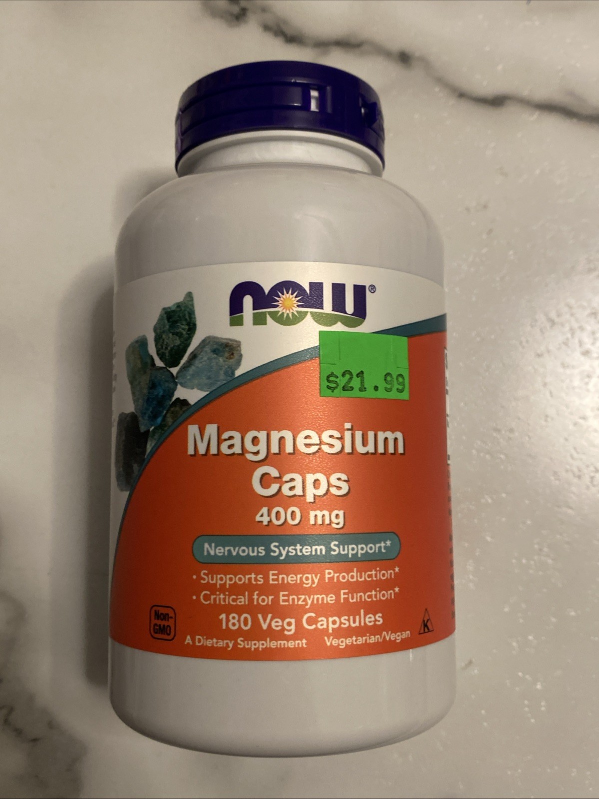 NOW Foods Magnesium Caps 400mg 180 Caps Nervous System Exp 3/2029