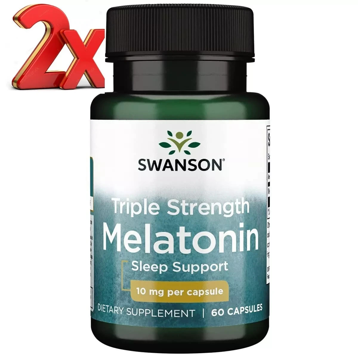 2 x SWANSON MELATONIN 10mg- 120 (2×60) Caps -Sleep support TRIPLE STRENGTH