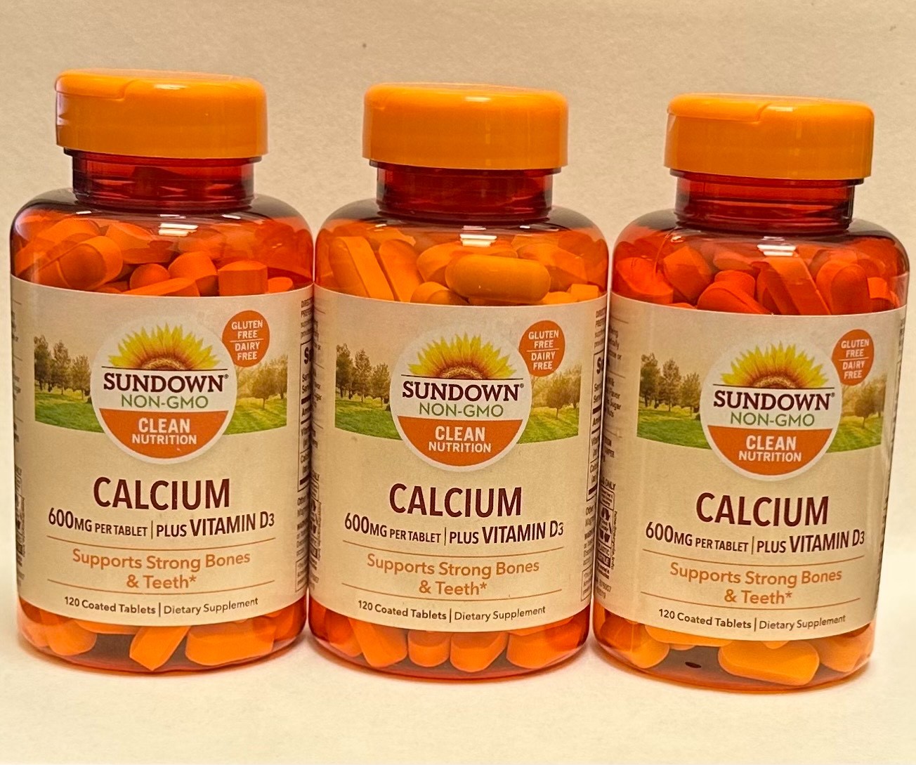Sundown Calcium plus Vitamin D3, 120 Coated Tablets (Pack of 3) Exp: 04/26