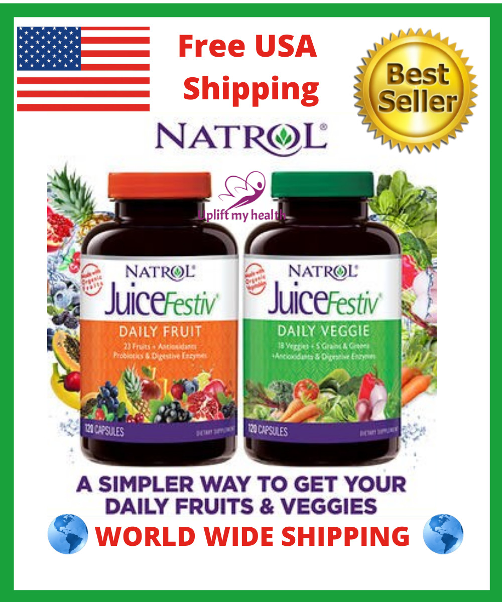 Natrol Juicefestiv Daily Fruit&Veggie Probiotics Digestive Antioxidants 240 Caps