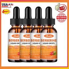 4-BOTTLE Berberine Supplement  Liquid Drops with Ceylon Cinnamon, Bitter Melon
