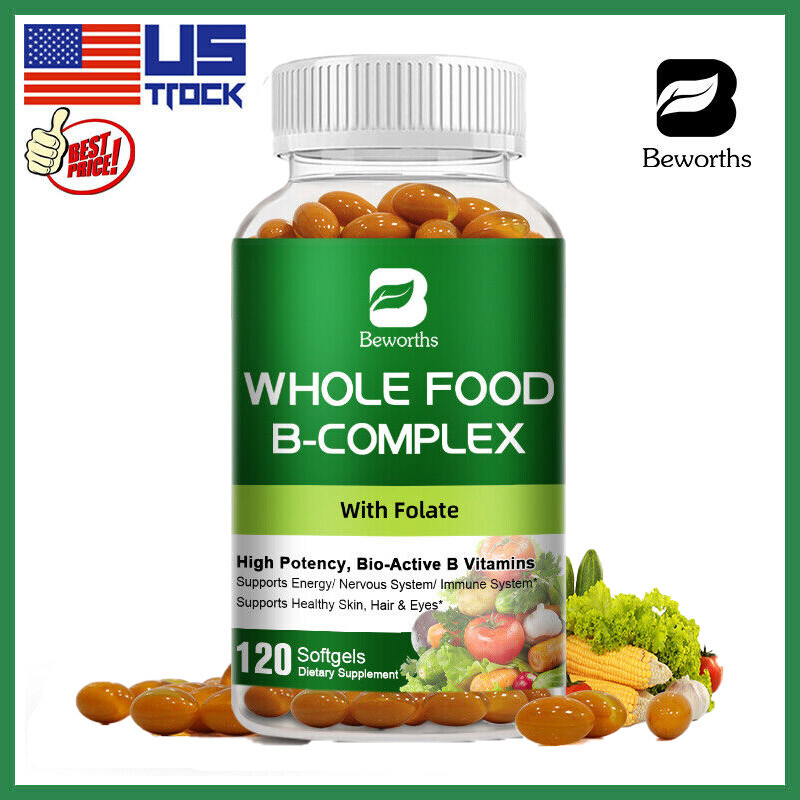 120 Capsules Vitamin B Complex B Vitamins Whole Food Supplement Immune Boost