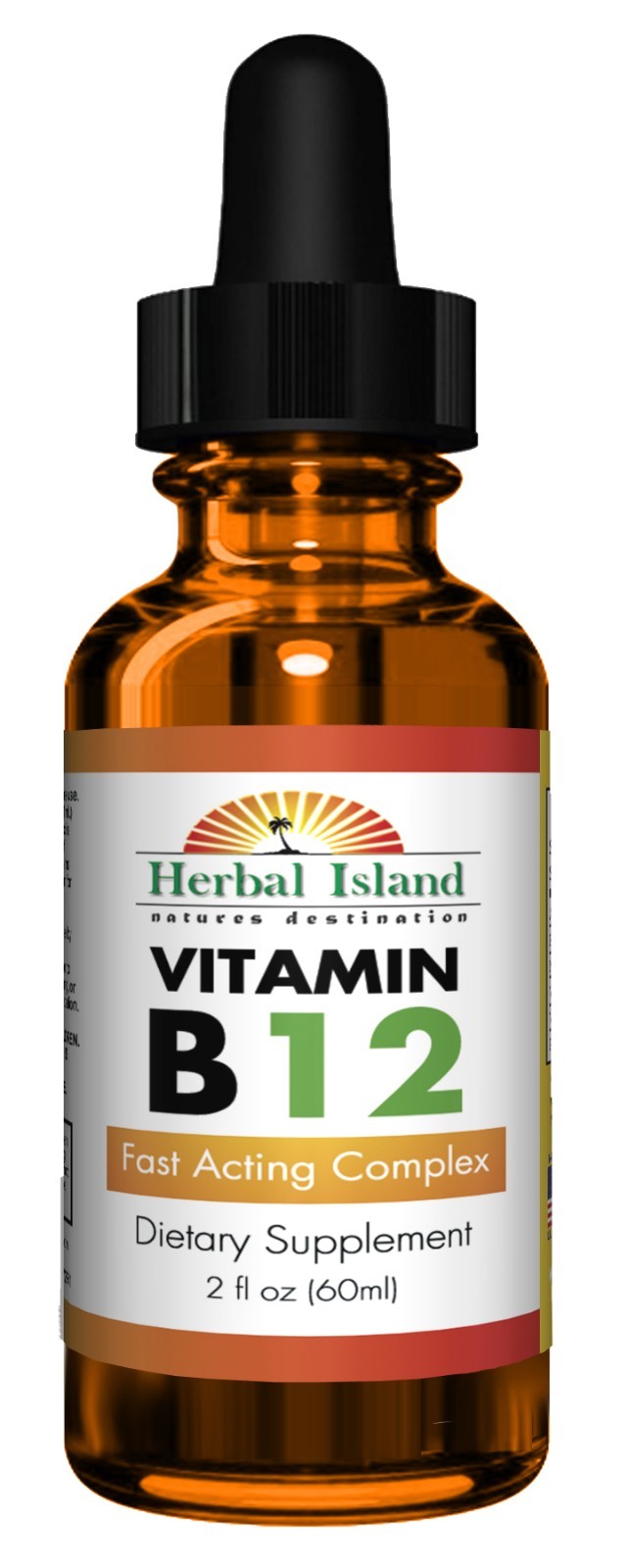 B12 Vitamin Liquid Drops – Fast Acting Complex – 2 fl oz Bottle – Free Shipping