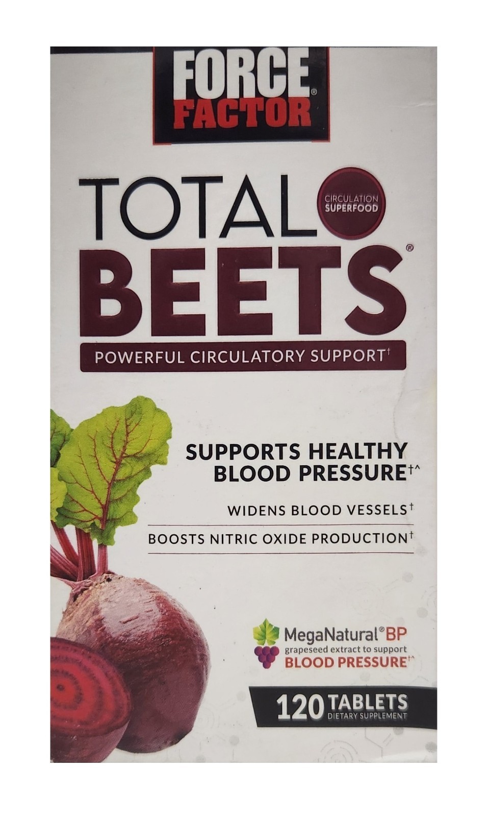 Force Factor Total Beets Blood Pressure Support Supplement 120 Tablets E 01/28 &