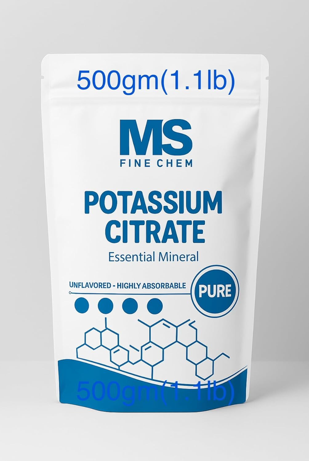 Potassium Citrate Powder, 500 Grams, Essential Hydration Electrolyte Supplement,