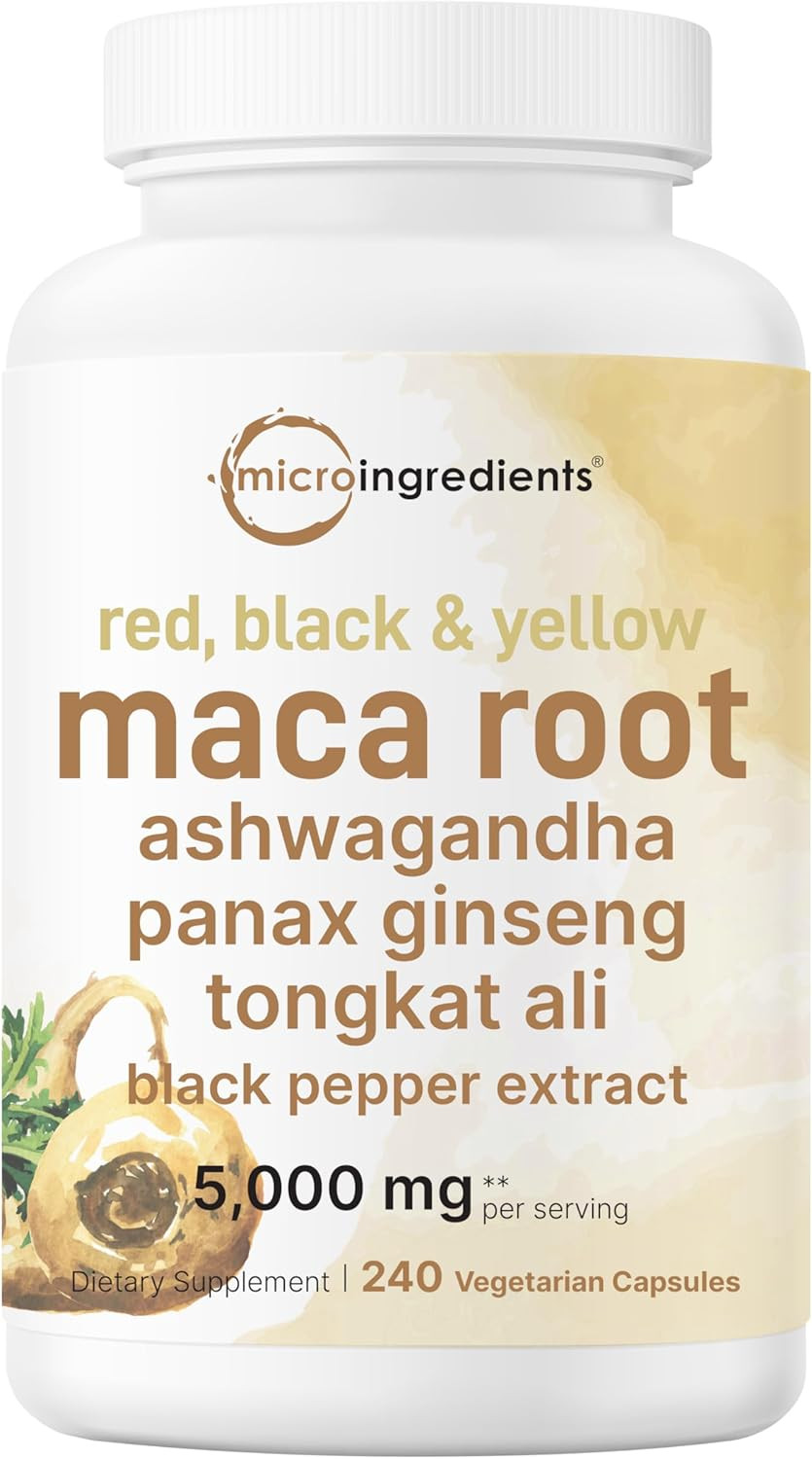 Maca Root Capsules for Women & Men 5,000Mg | 240 Veggie Capsules with Ashwagandh