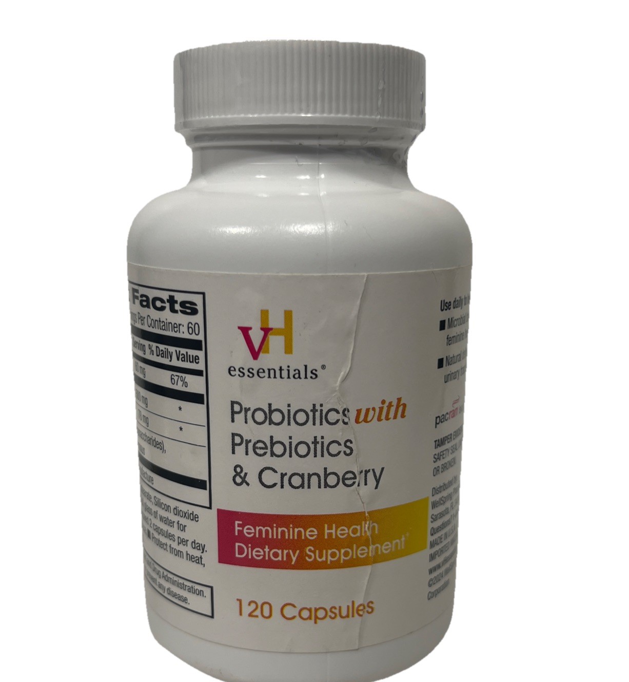 vH Essentials – Probiotics + Prebiotics & Cranberry | Feminine Health 120Ct |