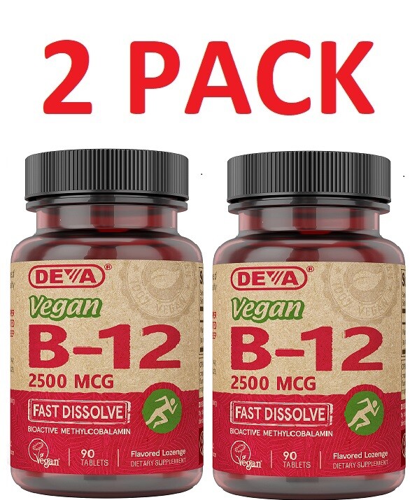 Deva VEGAN VITAMIN B-12 (FAST DISSOLVE LOZENGES) – 2500 MCG, (2 PACK)