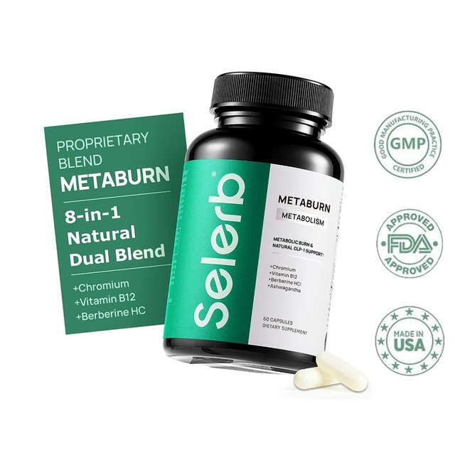 Selerb Metaburn contains chromium, vitamin B12 and berberine hydrochloride.