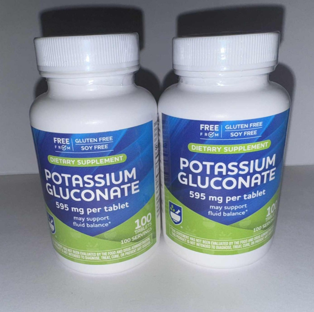 x2 Bottles ~ Rite Aid POTASSIUM GLUCONATE Dietary Supplement ~ 595mg /200 Tablet