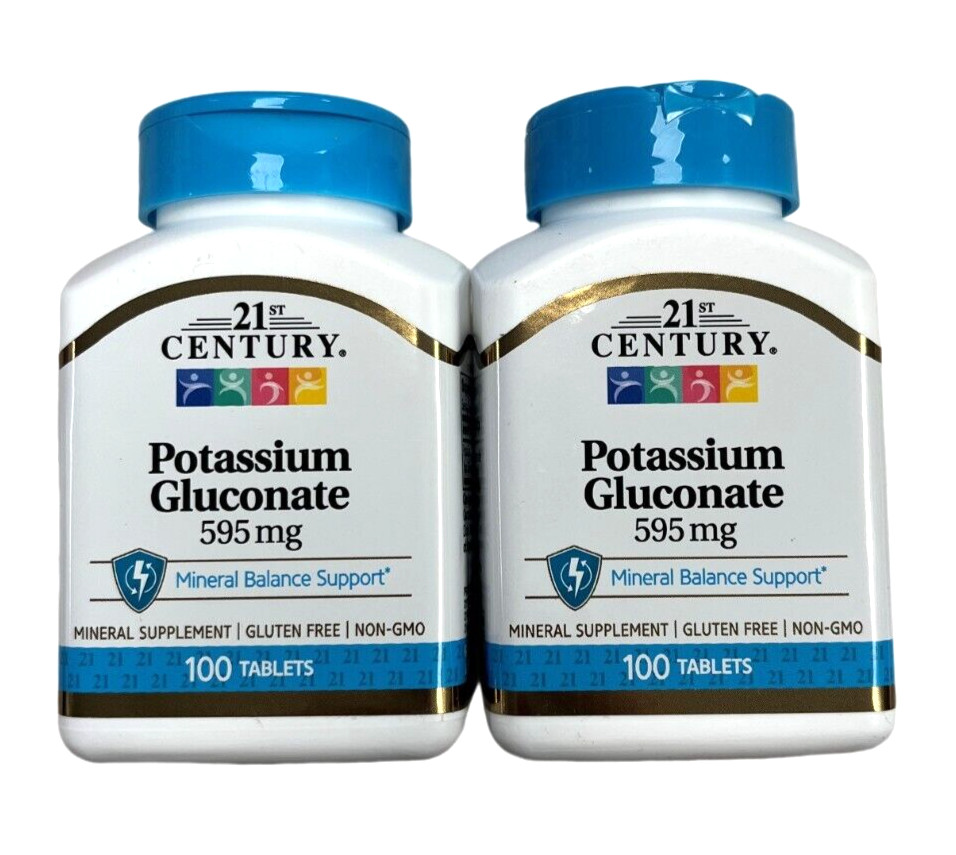 21st Century POTASSIUM GLUCONATE 595mg 100 Tablets ( 2 pack ) —
