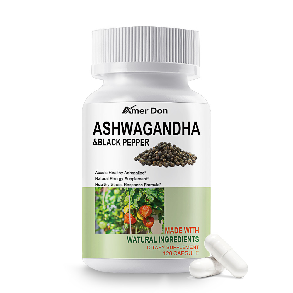 Organic Ashwagandha Capsules 1300mg Supplement w/ Black Pepper Root Powder 120Pc