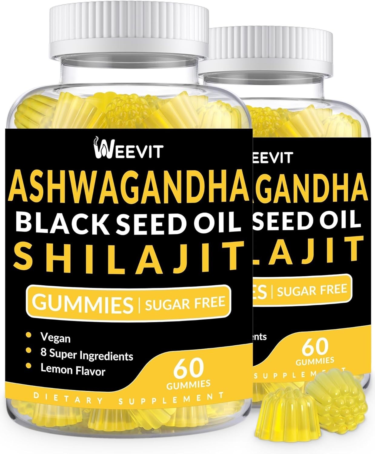 Ashwagandha Gummies Shilajit Black Seed Sea Moss Maca Root Turmeric All in On…